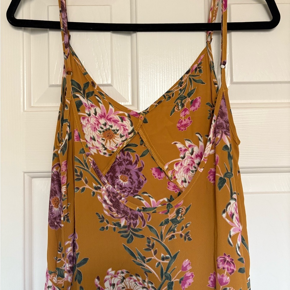 FLYNN SKYE Jeanette Slip Dress Yellow Floral Midi Small - Picture 4 of 4